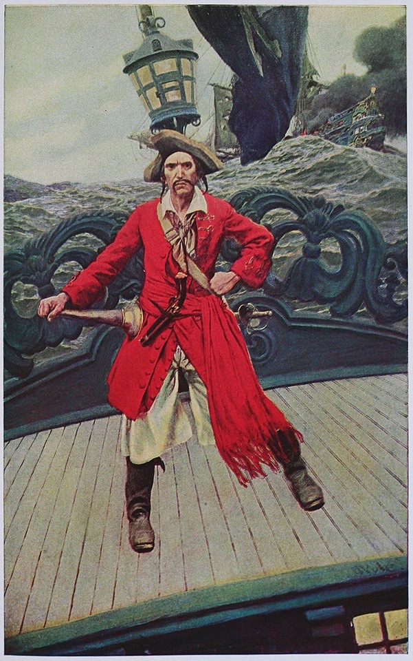 Howard Pyle's painting of a pirate captain on a ship's deck